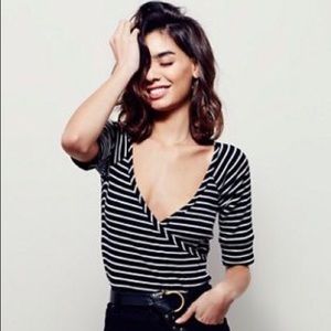 We The Free Striped Wrap Top